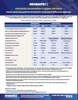 Neomatrix support services rate sheet